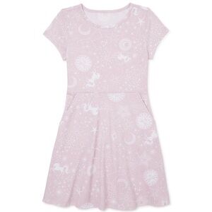 Wonder Nation Girls Short Sleeve Play Dress with Pockets